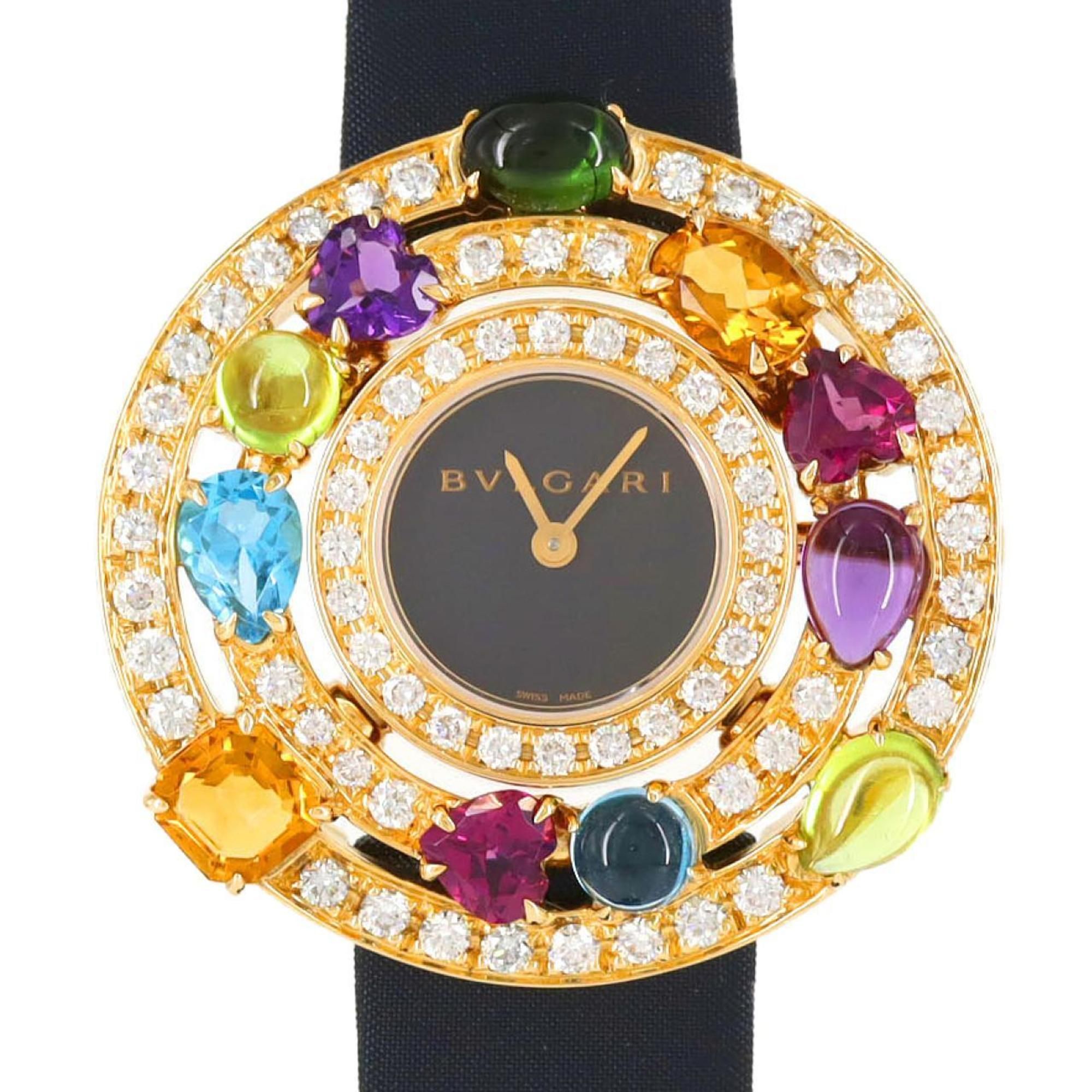 Bvlgari Cherchi Yellow Gold with D&Color Stones AE36G AE36D2CBL Quartz Watch