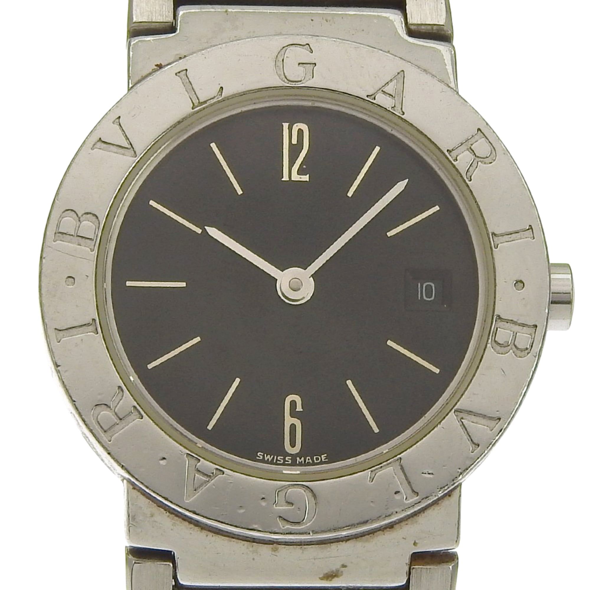 BVLGARI Wristwatch BB26SSD Stainless Steel Quartz Analog Display Black Dial Women's