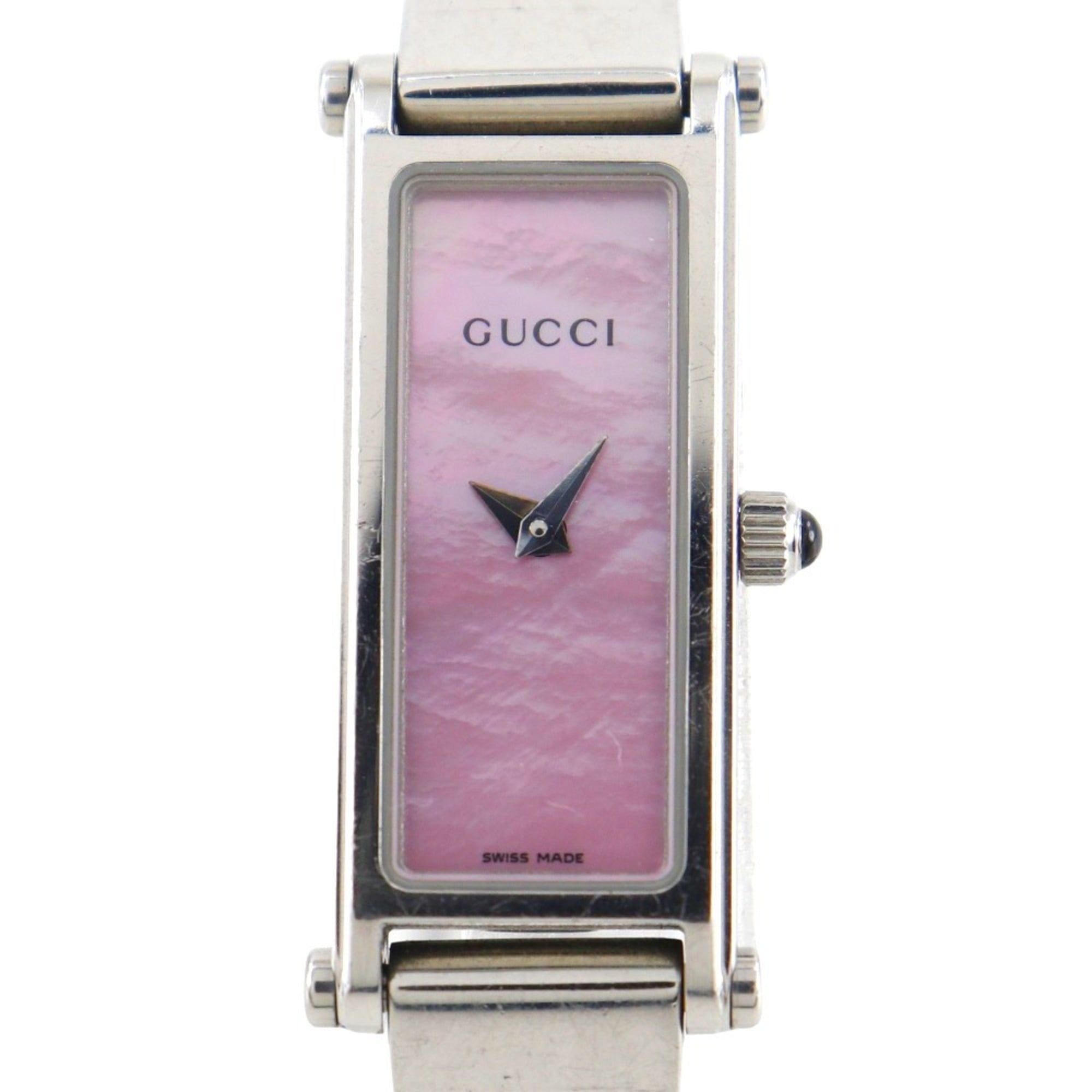 Gucci 1500L Stainless Steel Quartz Analog Watch with Pink Dial for Women