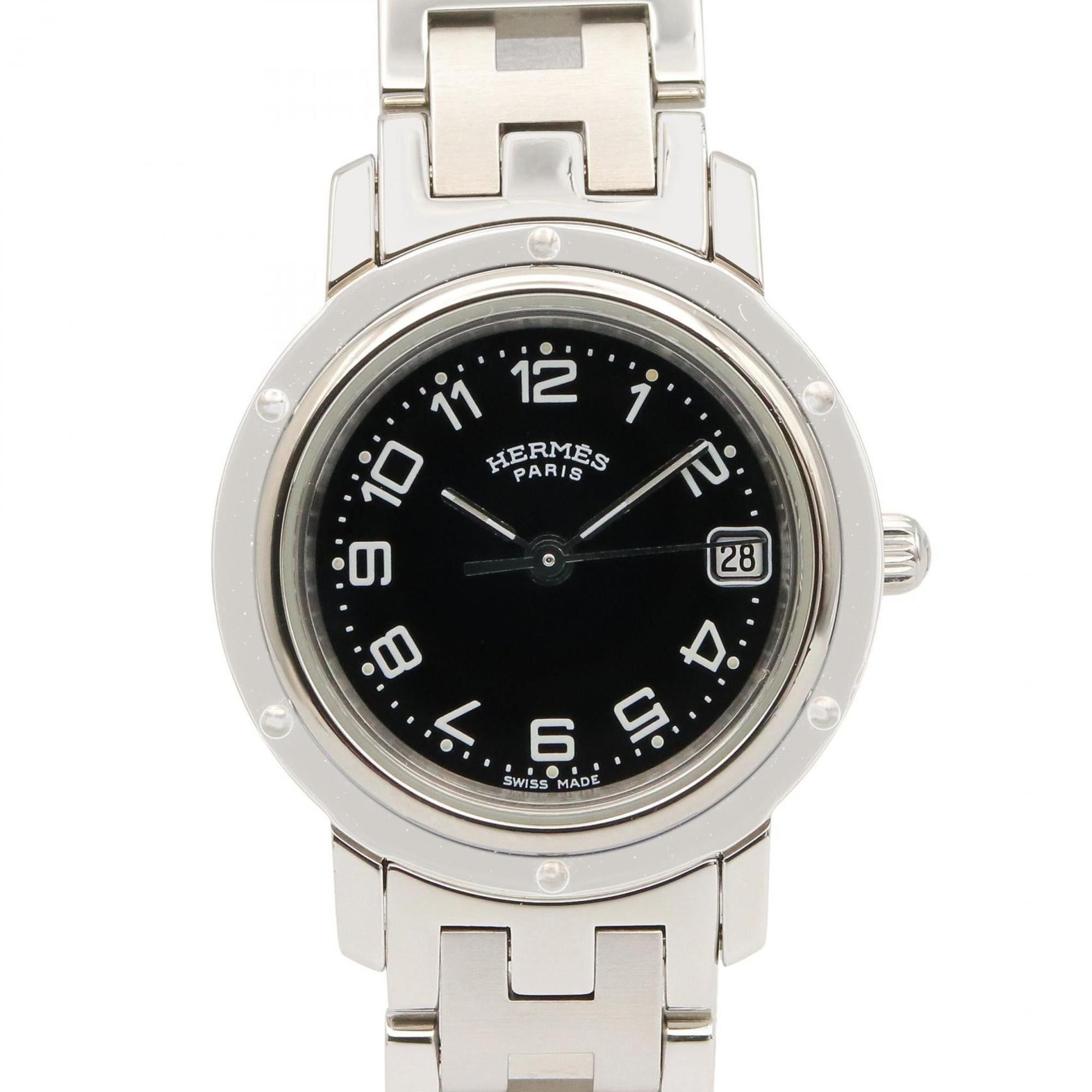 Hermès Clipper Watch, Stainless Steel, Women's, Black, CL4.210