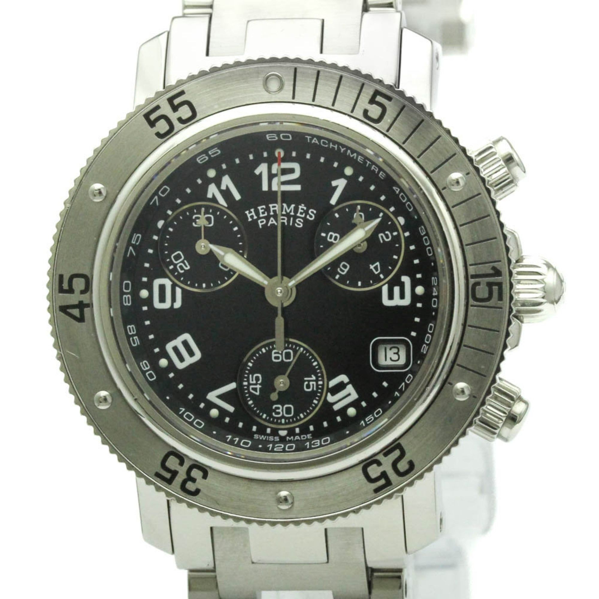 HERMES Clipper Diver Chronograph Quartz Ladies Watch CL2.310 Polished