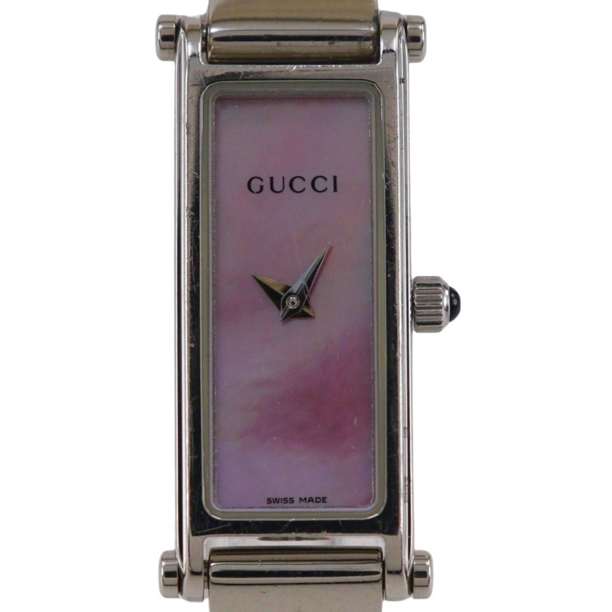 Gucci 1500L Stainless Steel Quartz Analog Watch with Pink Dial for Women