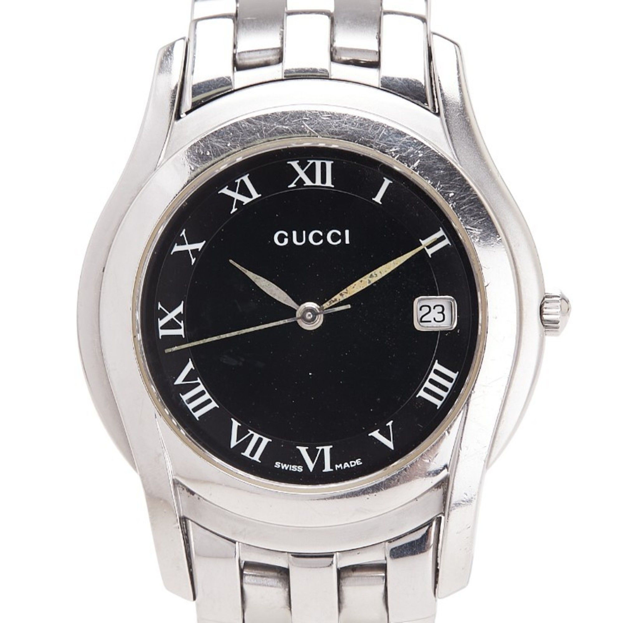 Gucci G-Class Watch, 5500M Quartz Movement, Black Dial, Stainless Steel, Men's, GUCCI