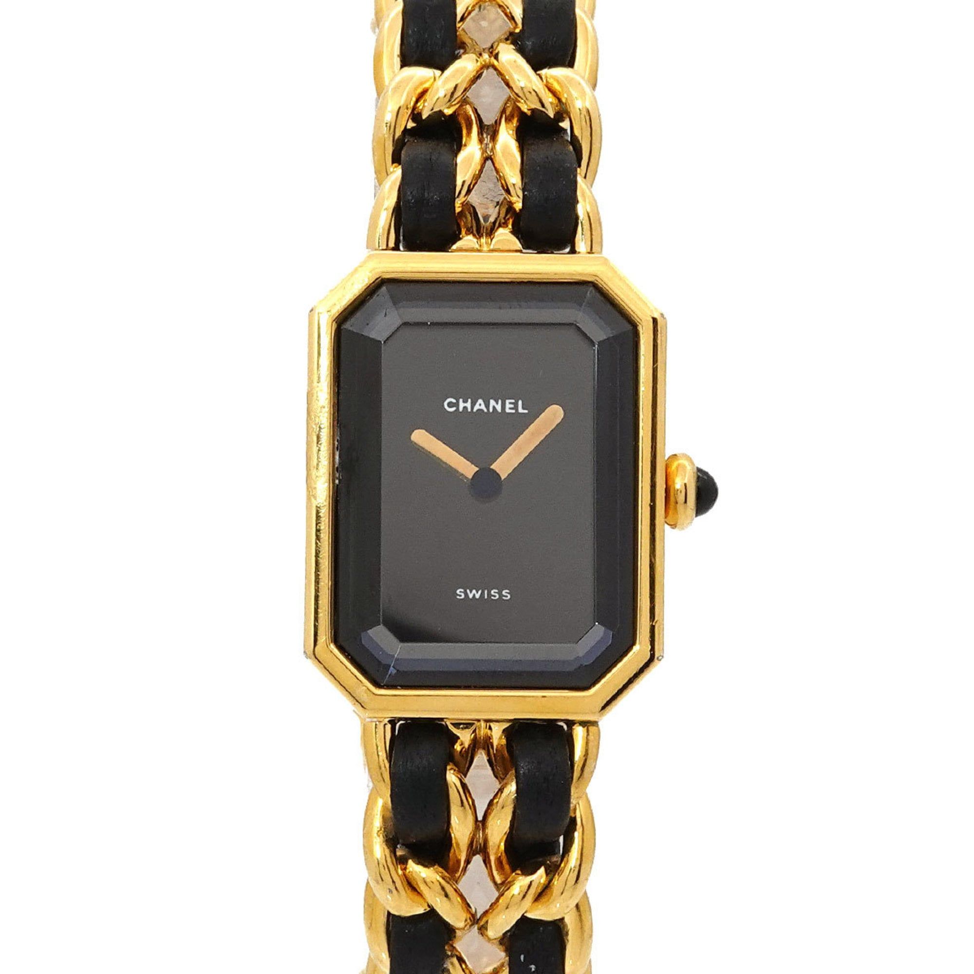 Chanel Premiere Large Size H0001 Women's Watch Black Gold Quartz