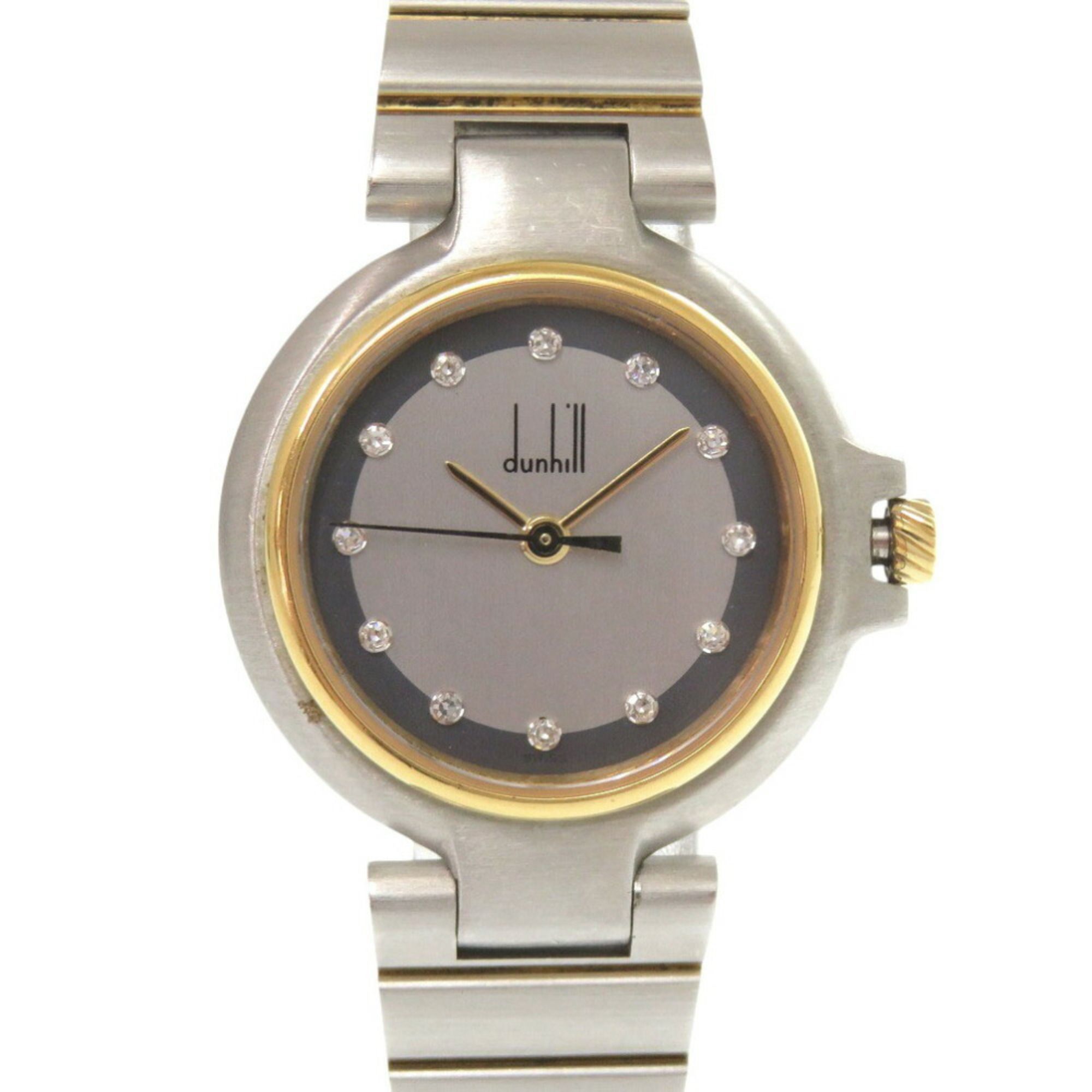 Dunhill Millennium 12P Diamond SS Grey Quartz Watch 0028Dunhill