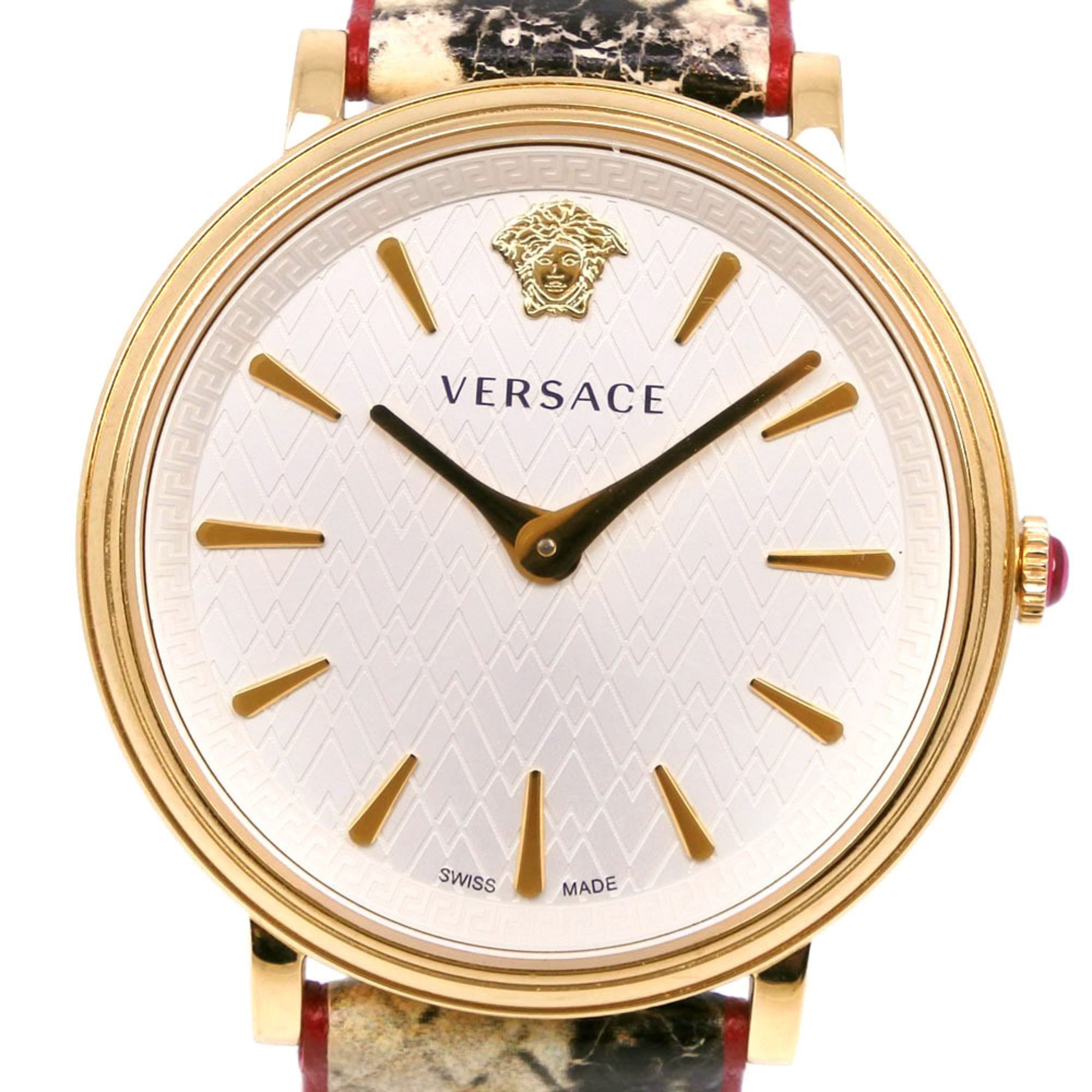 Versace VERSACE LOVE Watch Stainless Steel x Leather Quartz Analog Display White Dial Women's S11182