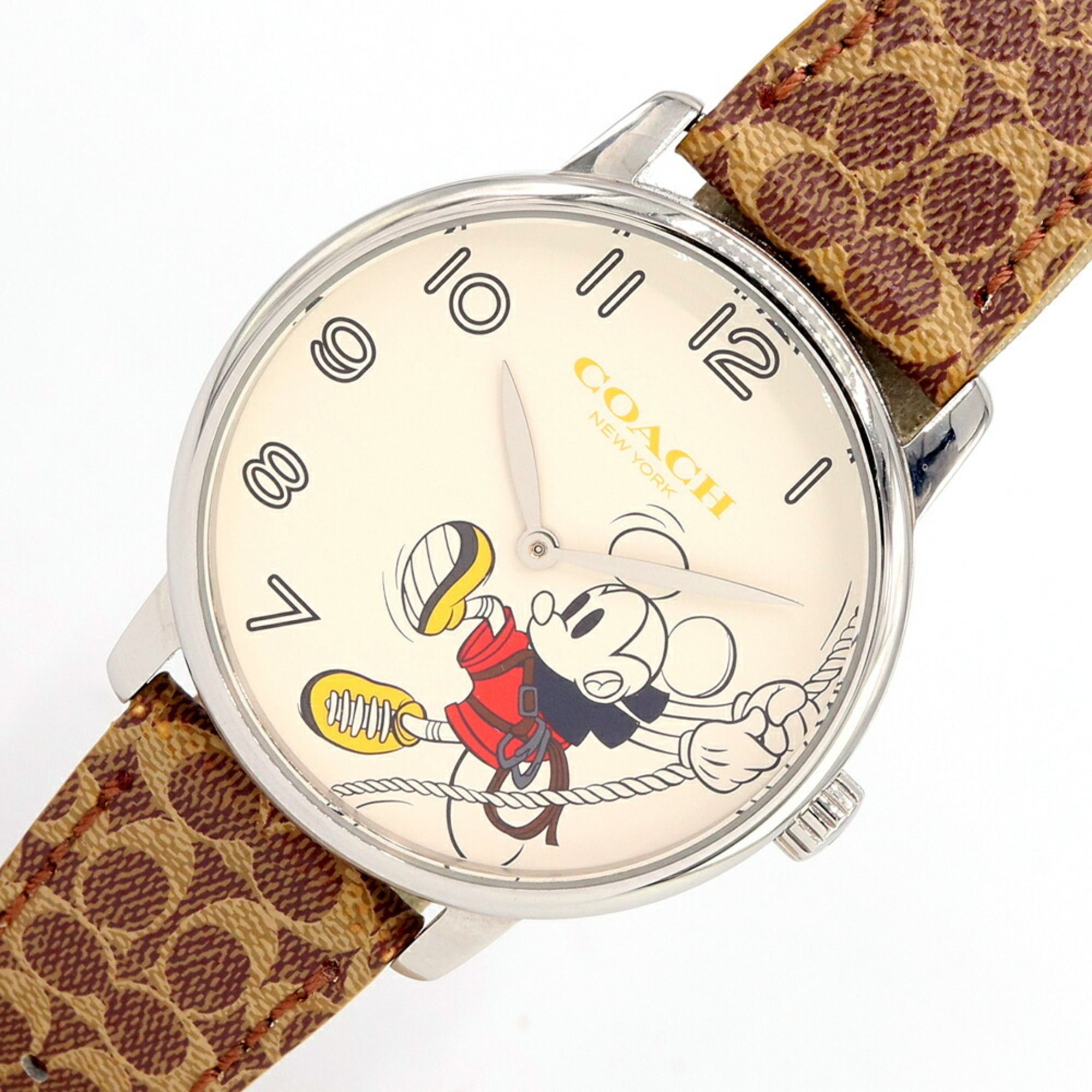Coach Men's Disney Collaboration Watch CA.113.4.14.1397 Stainless Steel PVC/Leather Quartz Wristwatc