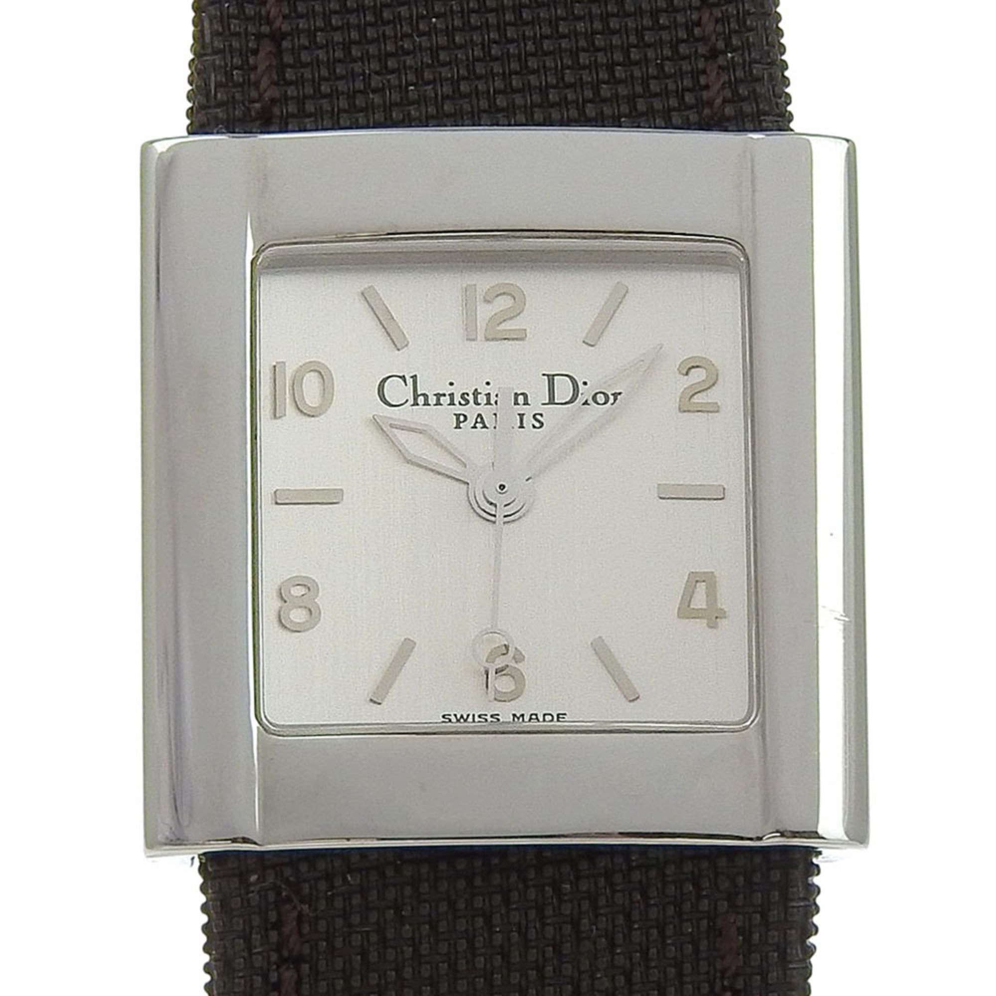 Christian Dior Riva Watch D80-100, Stainless Steel and Canvas, Quartz Movement, Analog Display, Silv