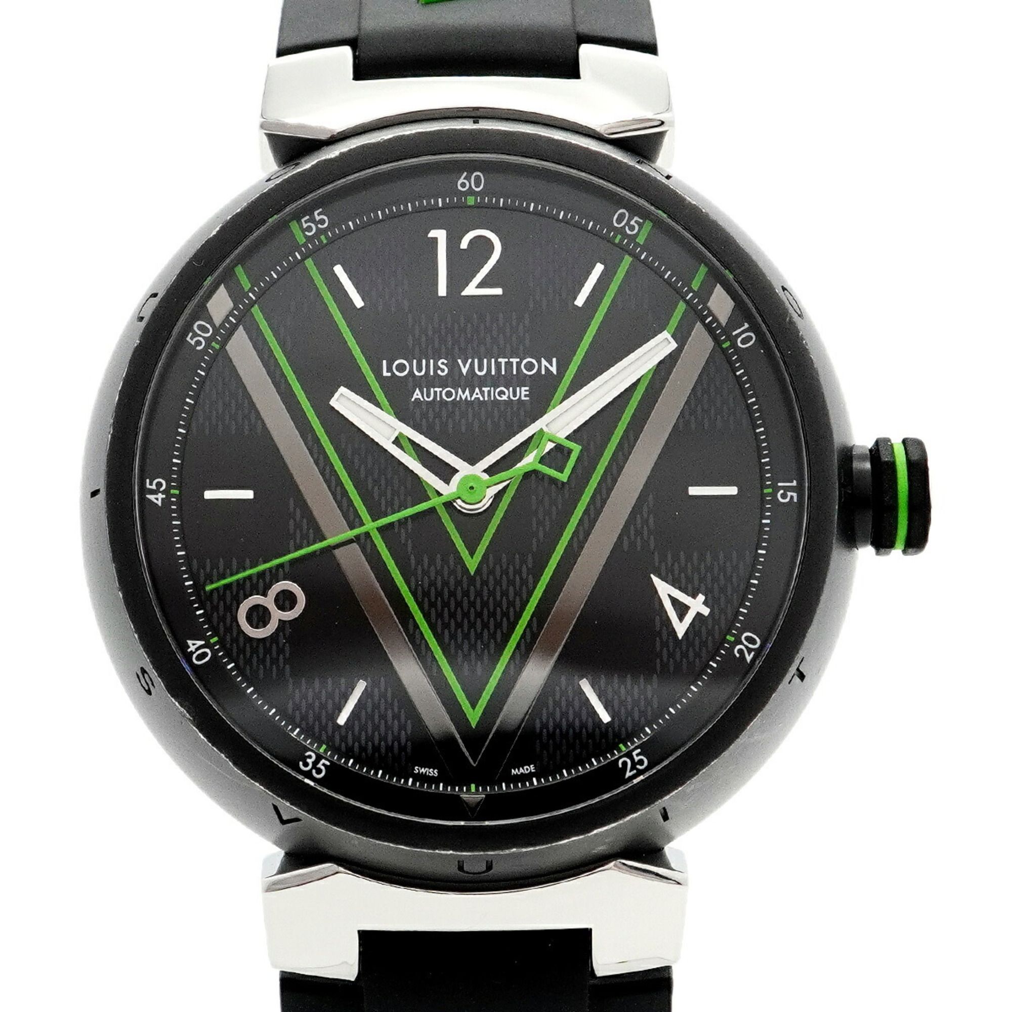 Louis Vuitton Tambour QA131Z Black Dial Men's Watch