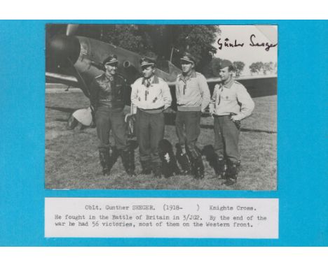 Oblt Gunther Seeger signed 6x4black and white photo. Gunther Hupatz Seeger (1918 2013) was a former German Luftwaffe fighter 