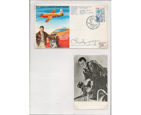 Brigadier General Charles Chuck Yeager signed commemorative Flown FDC PM 35e Salon International DE Aeronatiquel Espace 93 Le