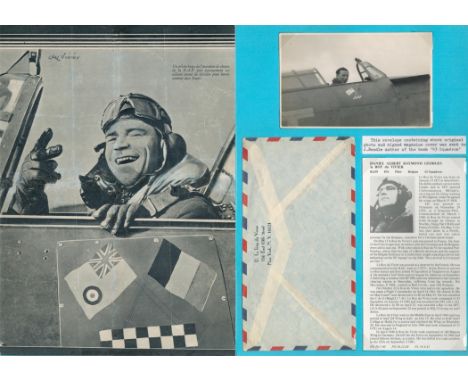 WW2. Flt Lt Daniel A. R. G. le Roy du Vivier DFC of 43rd Squadron, Rare Battle of Britain autograph Signed Black and White Ma