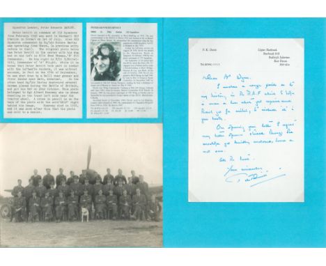 WW2. Flt Lt Peter K Devitt Signed ALS Undated. Included is an Original Wartime Black and White Photo and Typed History of Dev