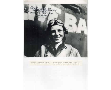 WW2. USAF Captain Clayton K Gross Signed 8 x 8 inch Black and White Photo. WW2 USAF fighter pilot. All autographs are genuine