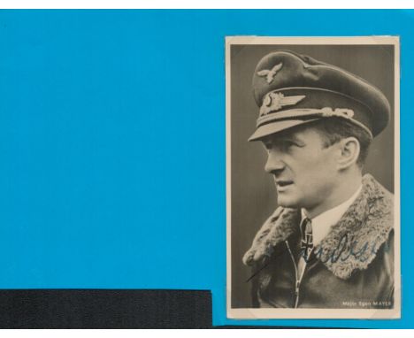 Lieutenant Colonel Egon Mayer (1917 1944) signed WWII sepia 6x4 vintage Hoffman wartime postcard photo. Egon Mayer (19 August