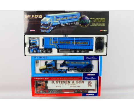 Corgi - Three boxed limited eition 1:50 scale vehicles to include 76603 Scania Refrigerated Box Trailer,CC12801 Scania T-Cab 