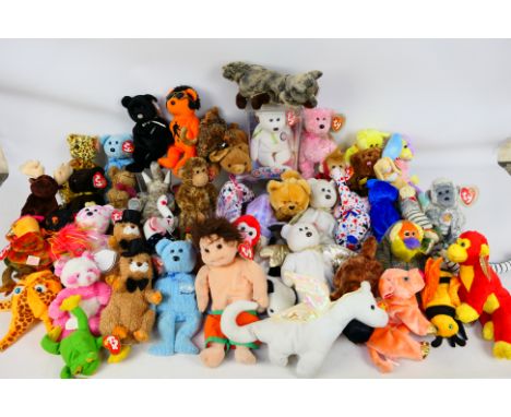 Ty Beanies - A loose collection of approximately 48 Ty Beanies. Lot includes Beanie House Rock; Punxutawn-ePhil 2004; Bunga R
