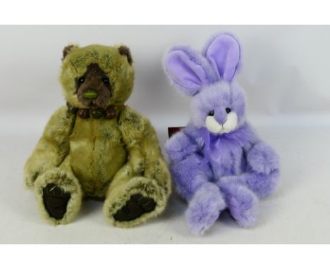 Charlie Bears - Two Charlie Bears soft toys. Lot consists of CB141493 'Thistle' bear designed by Isabelle Lee (34cms); with C