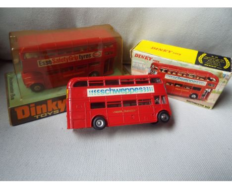 Dinky Toys - two model Routemaster Buses # 289 comprising one with Schweppes decals, appears mint in good picture box with so