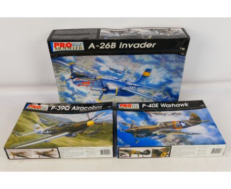 Pro Modeller - Three boxed factory sealed 1:48 scale plastic military model aircraft kits from Pro Modeller. Lot consists of 