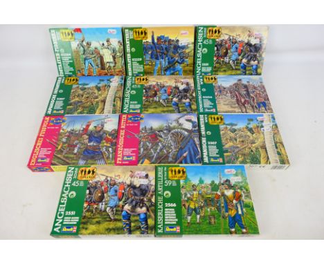 Revell - Eleven boxes of Revell 1:72 and 1:35 scale plastic model soldiers. Seven of the boxes are factory sealed so presumed