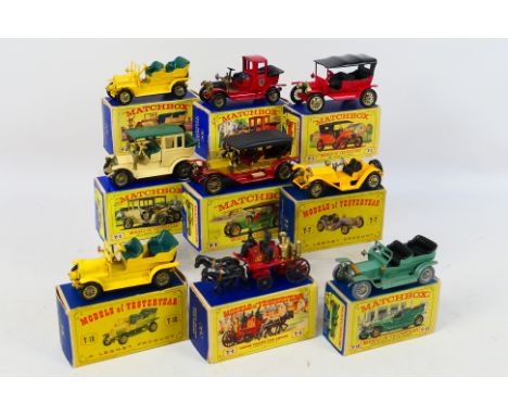 Matchbox - Nine vintage Models of Yesteryear items to include Y-9 1912 Simplex, Y-11 1912 Packard Landaulet, Y-16 Spyker Vete