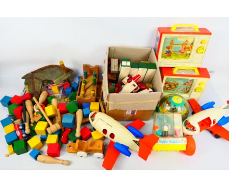 Fisher Price - Other - A group of unboxed vintage Fisher Price toys with a large group of vintage wooden Toys. Lot includes a