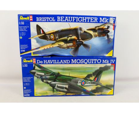 Revell - Two boxed 1:32 scale military aircraft plastic model kits from Revell. Lot consists of Revell #04758 De Havilland Mo