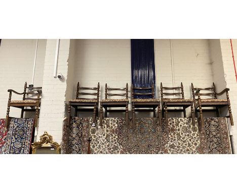 SET OF SIX LADDER BACK CHAIRS
