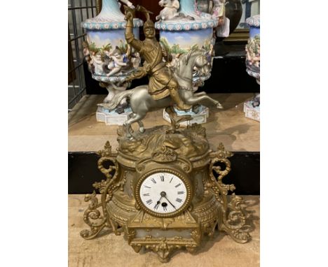FIGURAL MANTLE CLOCK A/F - APPROX 45 CMS