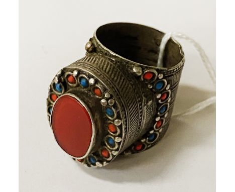 OTTOMAN SILVER RING WITH INLAID STONES
