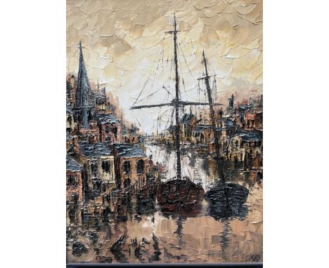 G M ClarkeTwo boatsOil on canvasInitialled and label versoTogether with an oil painting of s harbour signed Paynton