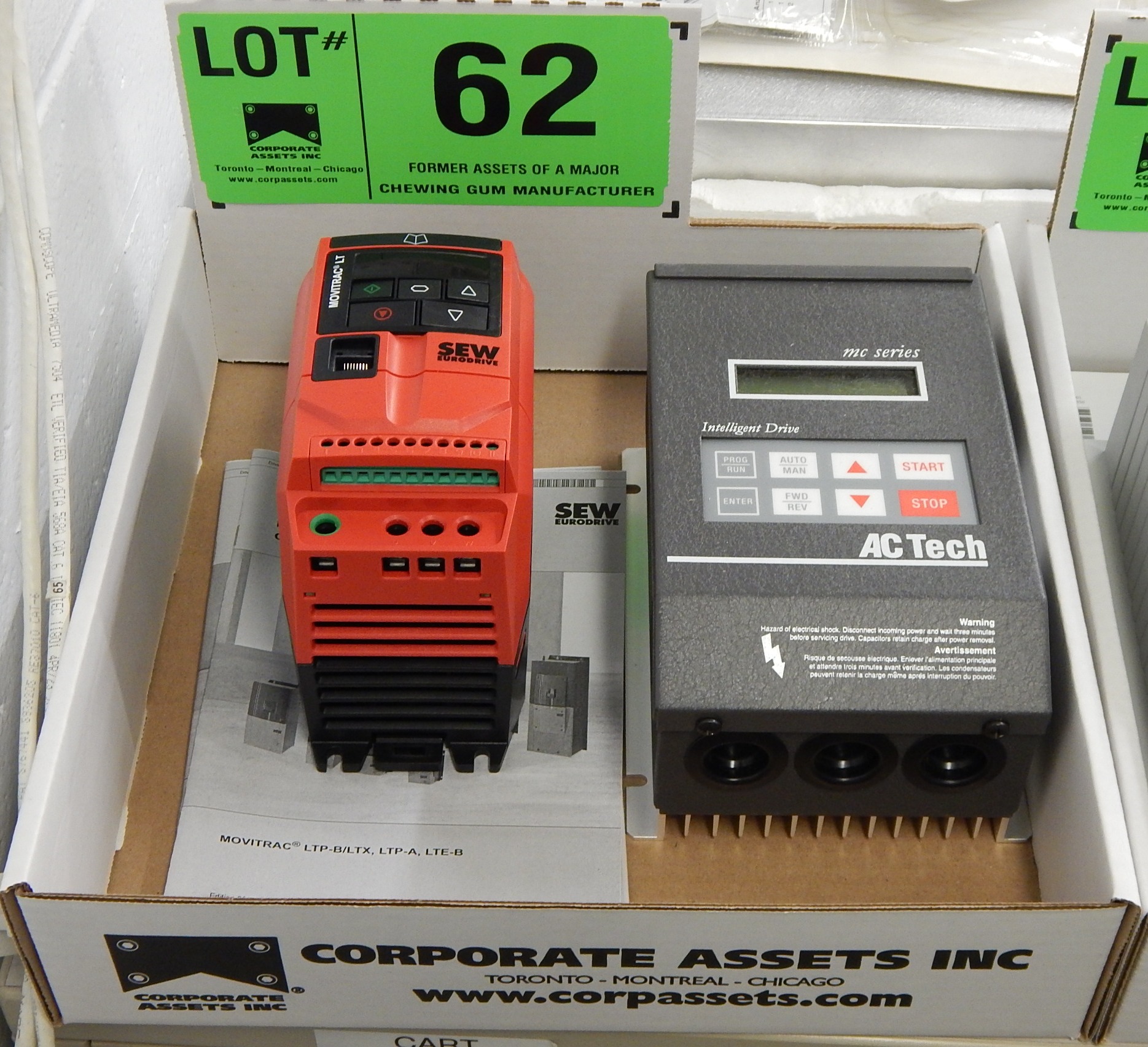 LOT/ (1) SEW EURODRIVE VFD AND (1) AC TECH VFD