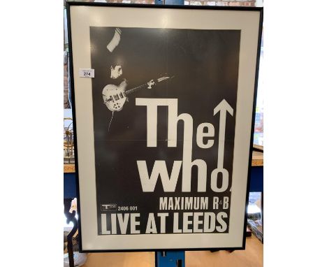 AN ORIGINAL FRAMED 'THE WHO MAXIMUM R &amp; B LIVE AT LEEDS ' POSTER 