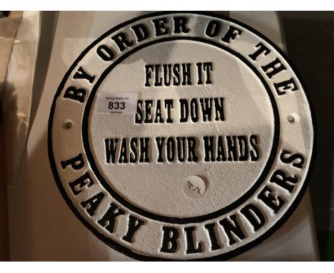 VINTAGE STYLE PEAKY BLINDERS CIRCULAR CAST METAL SIGN 