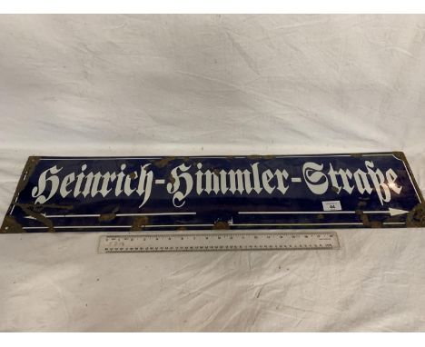 A HEINRICH HIMMLER STASE ENAMEL STREET SIGN, 20.5 CM X 90 CM 