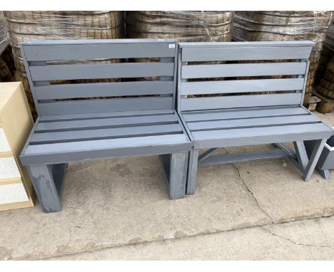 TWO PAINTED WOODEN BENCH SEATS 