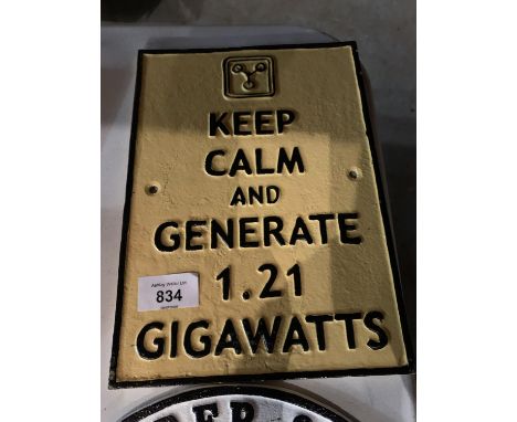 VINTAGE STYLE REPRODUCTION CAST METAL BACK TO THE FUTURE SIGN KEEP CALM GENERATE 