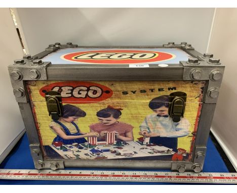 A VINTAGE STYLE LEGO INDUSTRIAL EFFECT STORAGE TRUNK 40CM 