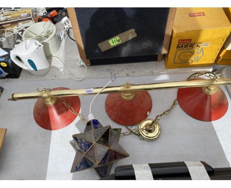 A POOL TABLE LIGHT AND A STAR LAMP 