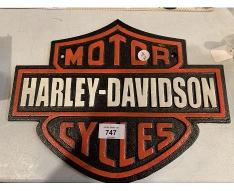 VINTAGE STYLE REPRODUCTION METAL HARLEY DAVISON MOTOR CYCLES CAST SIGN 27X34CM 