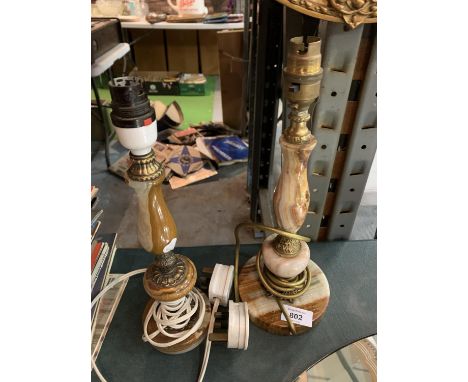 TWO ONYX LAMP BASES 