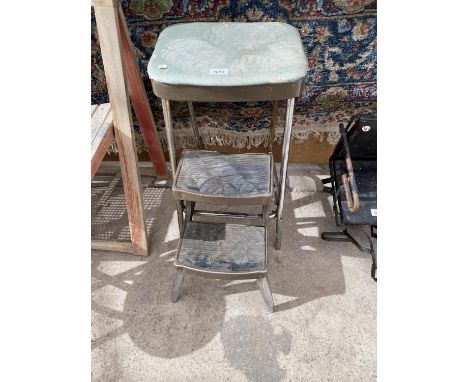 A VINTAGE PRESTIGE CHROME STEP STOOL 