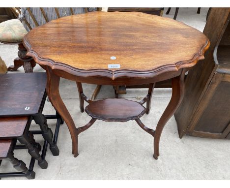 A MAHOGANY SIDE TABLE WITH LOWER SHELF 