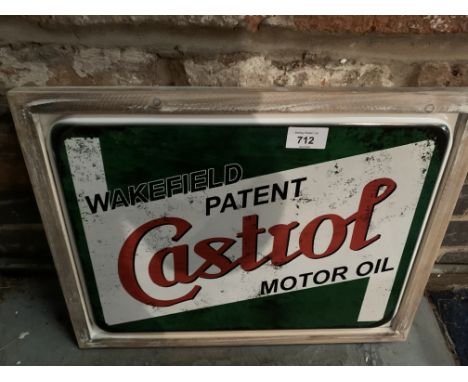 VINTAGE STYLE METAL FRAMED CASTROL WALL ART PICTURE 44CM 