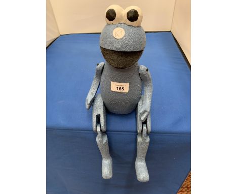 A VINTAGE STYLE NOVELTY WOODEN COOKIE BLUE SHELF PUPPET 40CM 