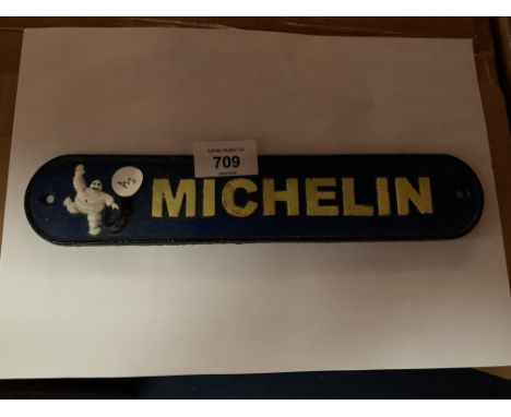 VINTAGE STYLE REPRODUCTION METAL MICHELIN MAN TYRES CAST SIGN 27X5.5CM 