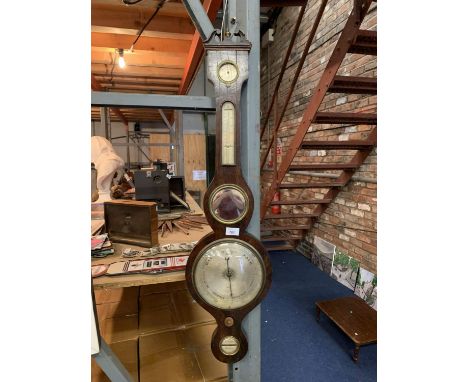 A VINTAGE OAK BAROMETER, A.LUBATE, PRESTON 
