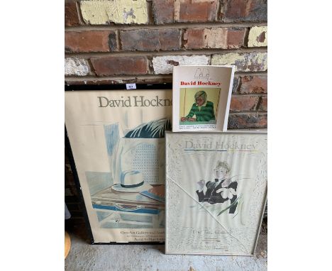 TWO DAVID HOCKNEY POSTERS AND HIS BOOK 