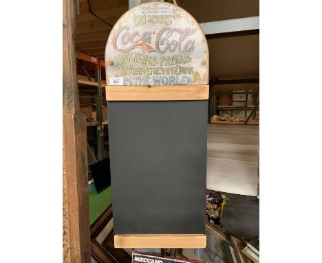 A VINTAGE STYLE REPRODUCTION WOODEN COCA COLA CHALKBOARD MENU SIGN 